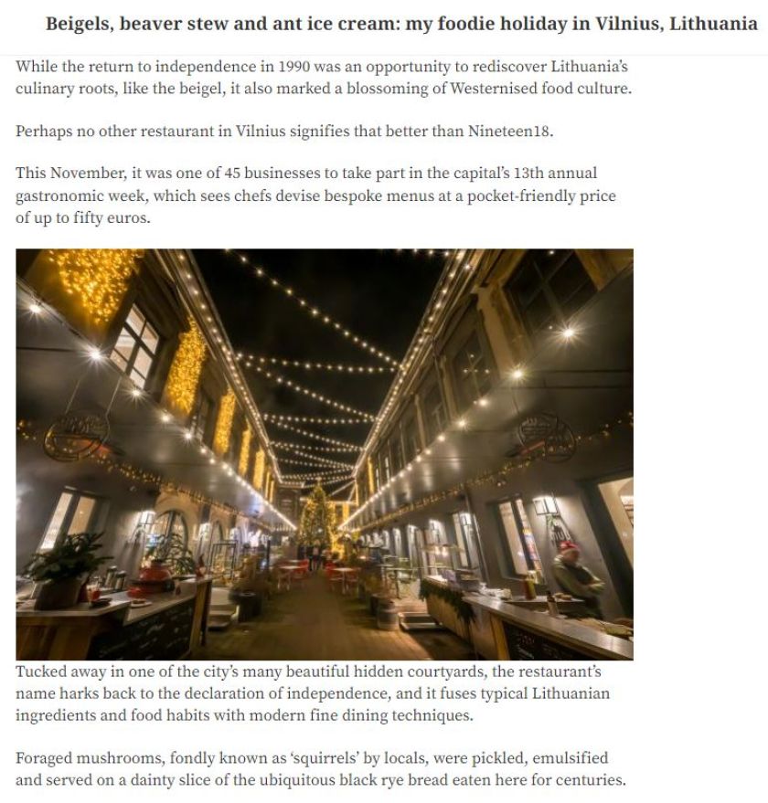 
Vilniaus gastronomija tampa vis ryškesne žvaigžde Europos padangėje: komplimentų mūsų maistui negaili nei keliautojai, nei tarptautinė žiniasklaida                