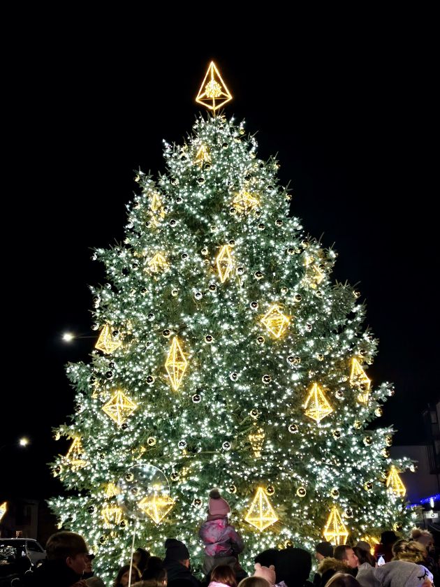 Su M.K. Čiurlionio simfonijos „Miške“ skambesiu Varėnoje įžiebta miesto eglė!