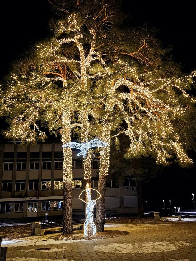 Su M.K. Čiurlionio simfonijos „Miške“ skambesiu Varėnoje įžiebta miesto eglė!