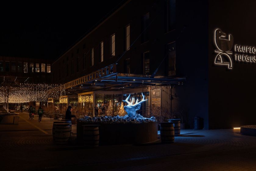 Paupys ruošiasi žiemos šventėms: jame įsikūrė netradiciškai pasipuošę Kalėdų elniai